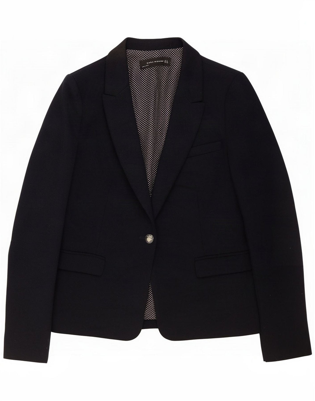 Zara Damen 1-Knopf-Blazerjacke UK 14 Mittelmarineblaues Polyester