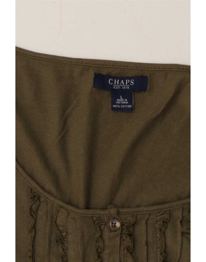 Chaps Damen T-Shirt Top UK 16 Large Khaki Baumwolle