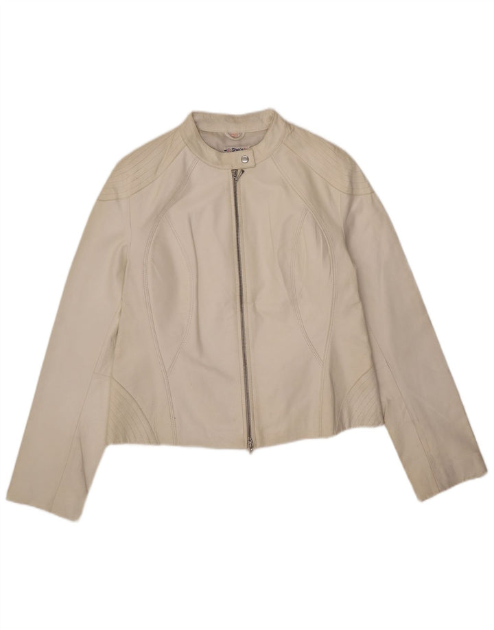 Vintage Damen Lederjacke UK 14 Großes weißes Leder
