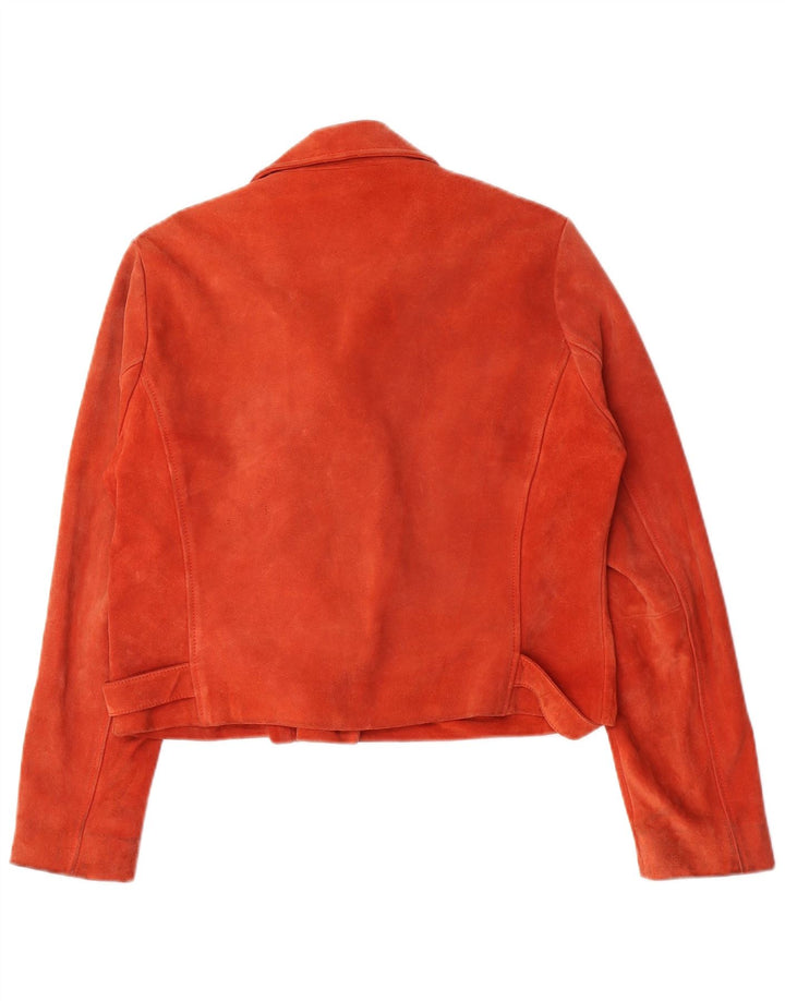 Topshop Damen-Bikerjacke aus Wildleder, Gr. 16, großes rosafarbenes Leder