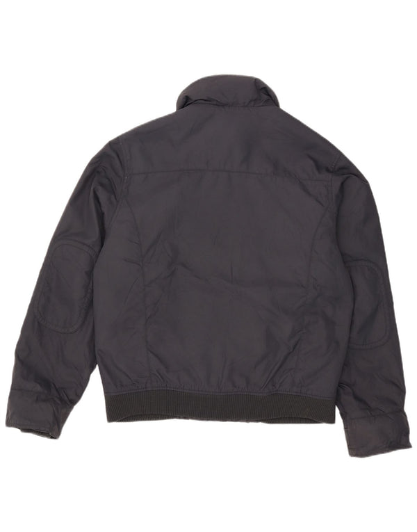 Zara Herren-Jacke mit Kapuze, gepolstert, Größe 40, groß, marineblaues Nylon