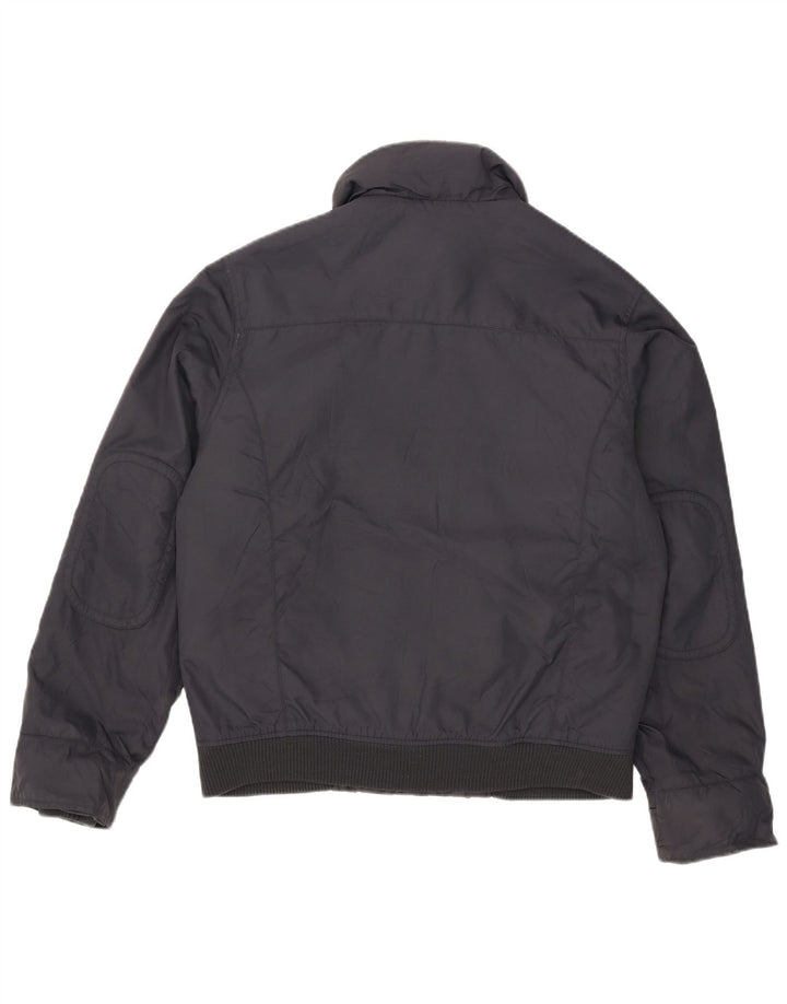 Zara Herren-Jacke mit Kapuze, gepolstert, Größe 40, groß, marineblaues Nylon