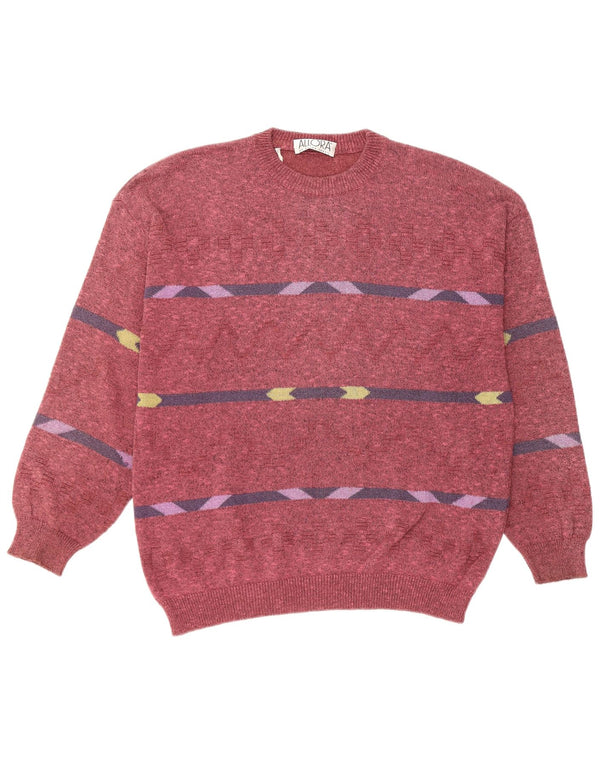 ALLORA Herren-Pullover mit Rundhalsausschnitt, Größe 56, 2XL, Burgunderrot, geometrische Baumwolle