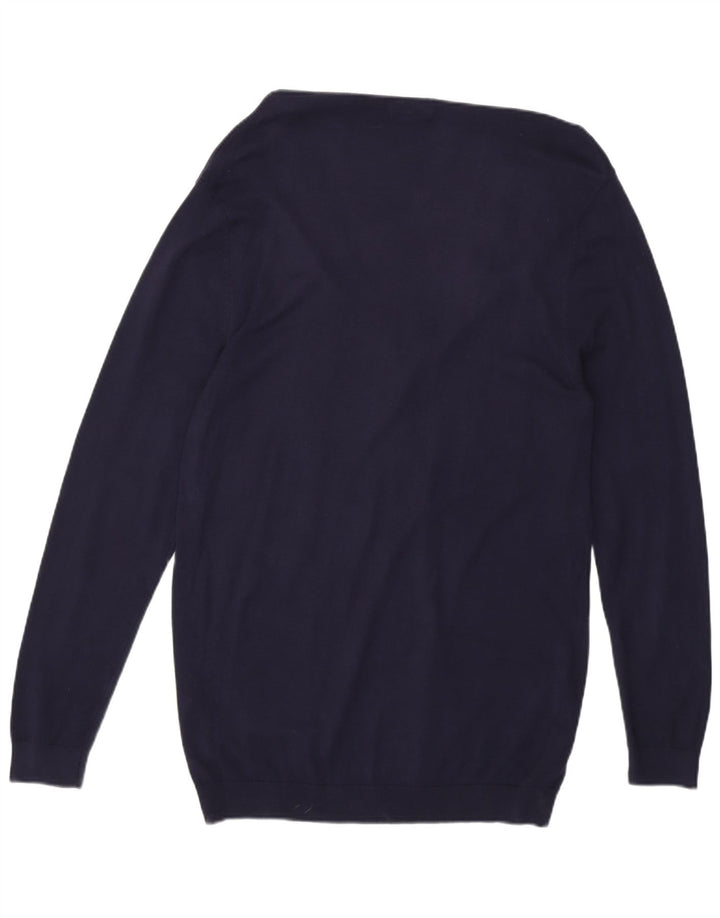 ZARA Mens Cardigan Sweater Large Navy Blue Viscose