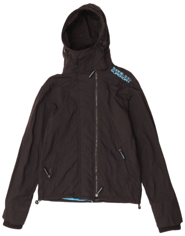Superdry Damen-Windbreakerjacke mit Kapuze, UK 14, Mittelschwarzes Nylon