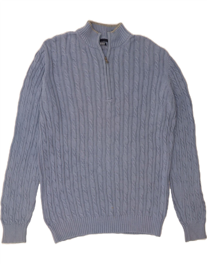 IZOD Mens Zip Neck Jumper Sweater Large Blue Cotton Vintage Izod and Second-Hand Izod from Messina Hembry 