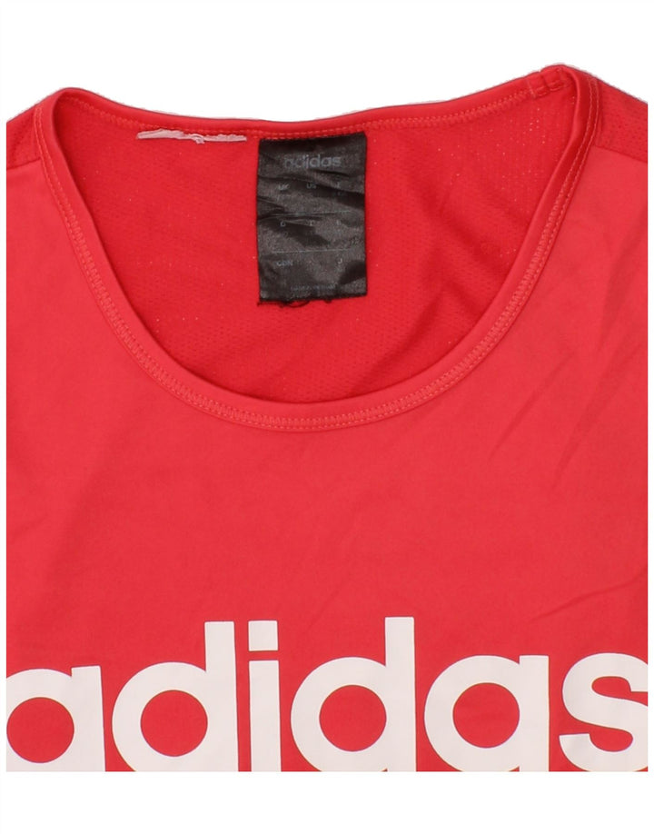 ADIDAS Girls Graphic T-Shirt Top 9-10 Years Red Polyester Vintage Adidas and Second-Hand Adidas from Messina Hembry 