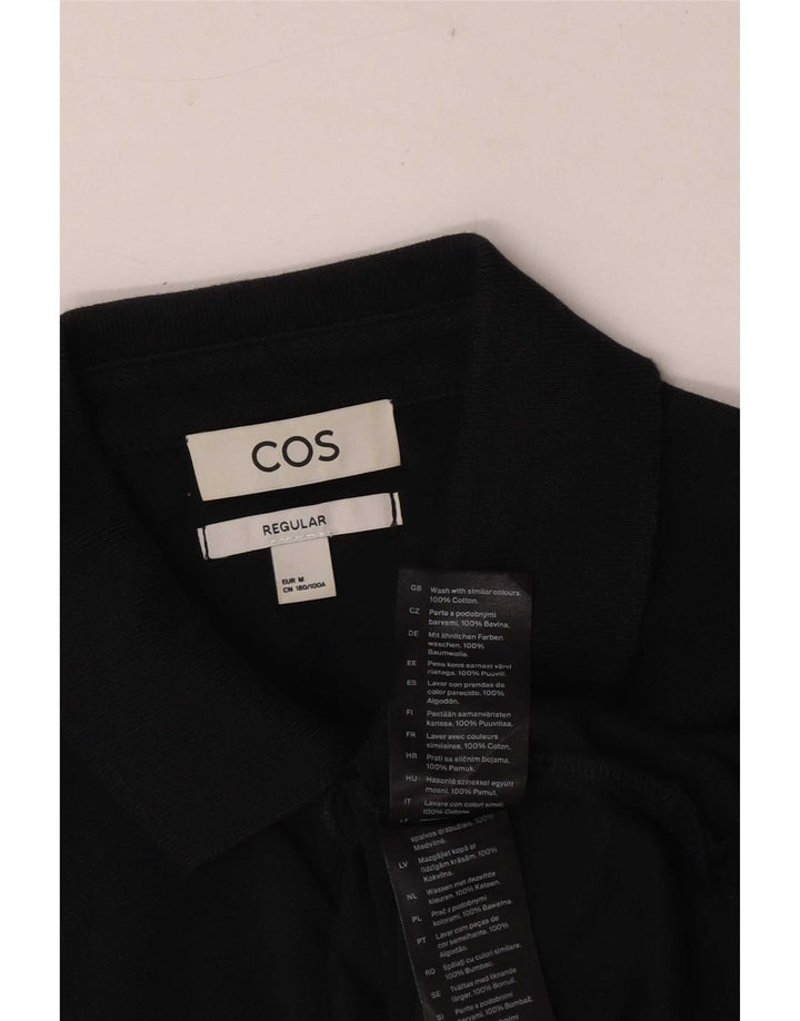 Cos Herren Kurzarm-Poloshirt mit normaler Passform, mittelschwarze Baumwolle