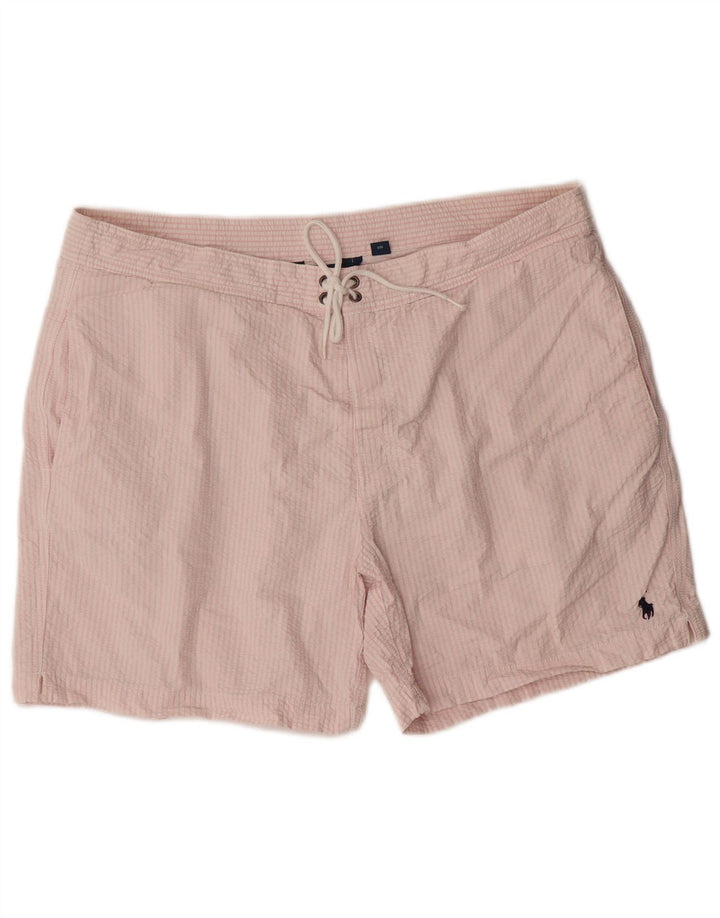 POLO RALPH LAUREN Herren-Badeshorts aus mittelrosa gestreifter Baumwolle