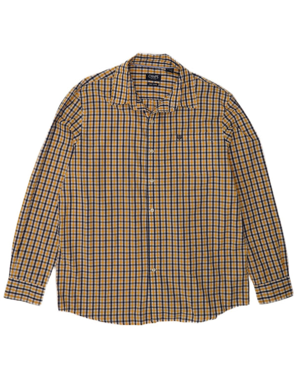 Chaps Herrenhemd XL, gelbe Gingham-Baumwolle
