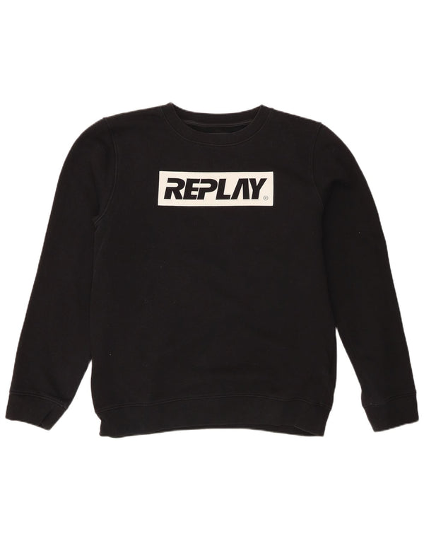 Replay Herren-Sweatshirt mit Grafik, mittelgroß, Schwarz