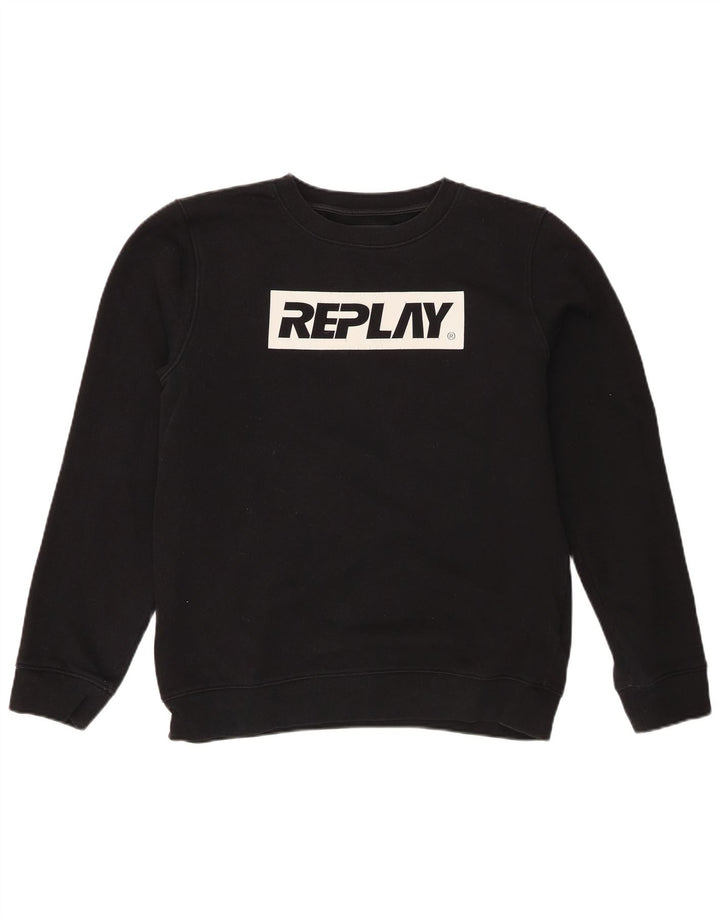 Replay Herren-Sweatshirt mit Grafik, mittelgroß, Schwarz