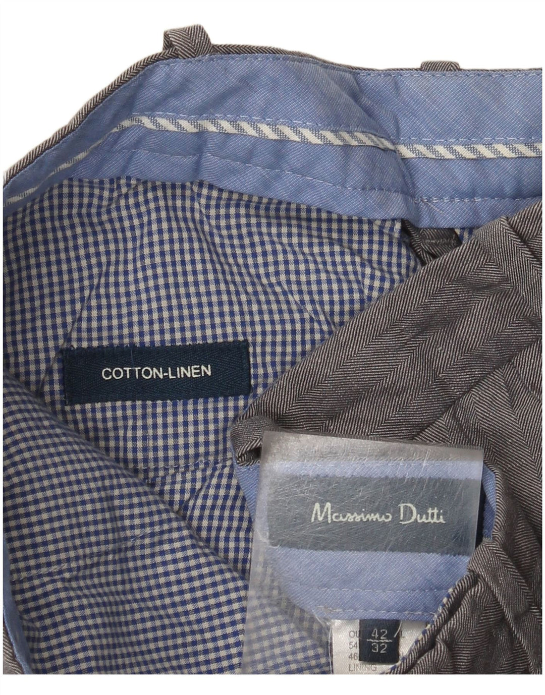 Massimo Dutti Herren Slim Anzughose EU 42 Large W32 L32 Graues Fischgrätenmuster