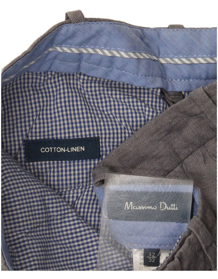 Massimo Dutti Herren Slim Anzughose EU 42 Large W32 L32 Graues Fischgrätenmuster