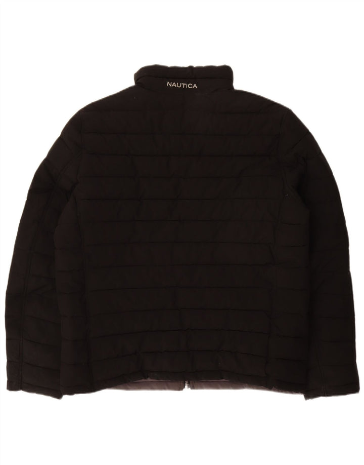 NAUTICA Herren Reversible Wattierte Jacke UK 40 Large Schwarz Polyester
