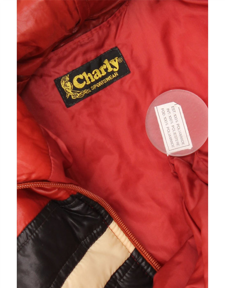 Charly Wattierte Damenjacke mit Kapuze IT 48 XL Rotes Colourblock-Polyamid