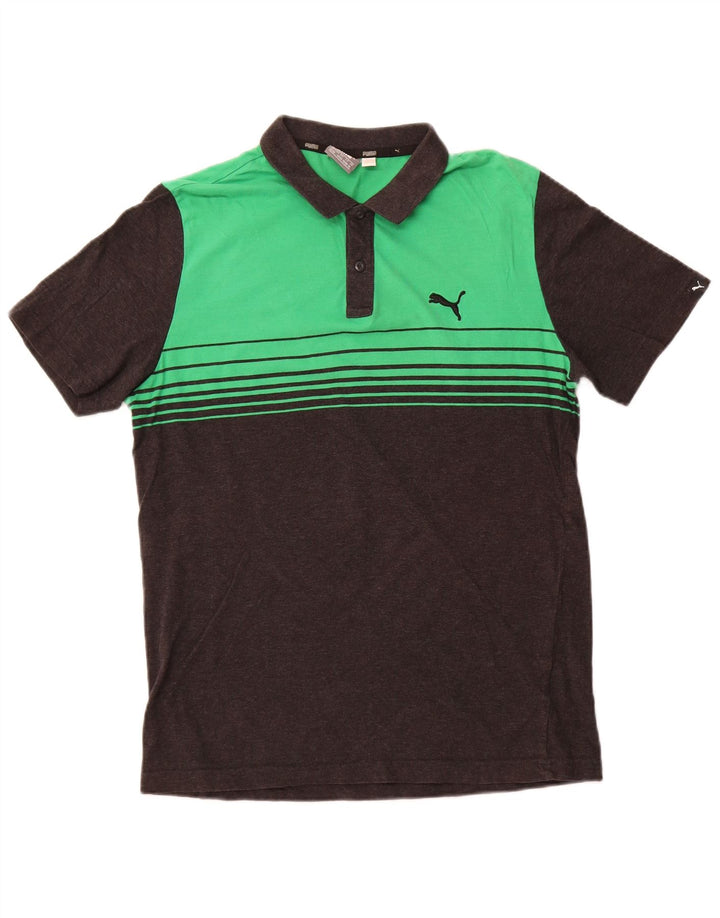Puma Herren-Poloshirt aus mittelgrüner Colourblock-Baumwolle