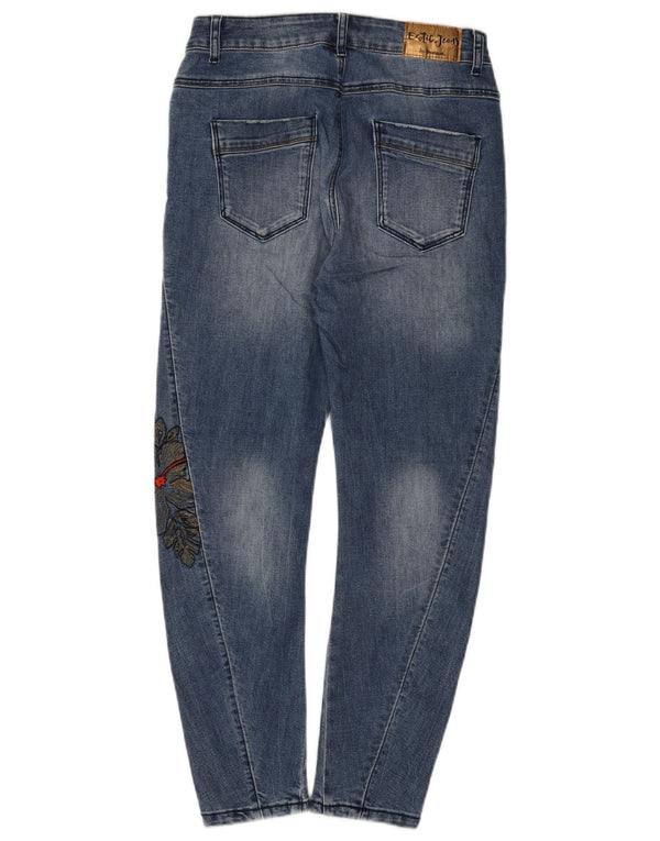 Desigual Damen Banana Slim Jeans W26 L25 Blau geblümt