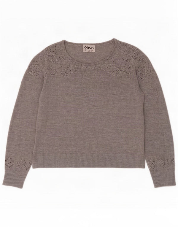 Oasis Damen Crop U-Boot-Ausschnitt Pullover Pullover UK 8 Small Grey