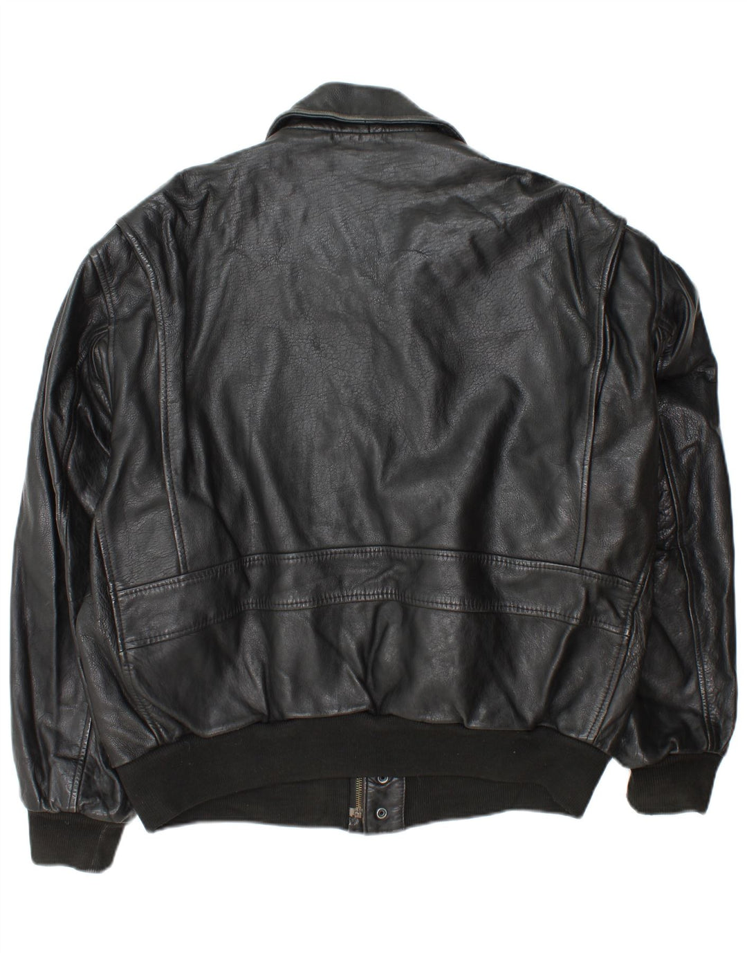 Vintage Herren Militärlederjacke UK 42 XL Schwarzes Leder