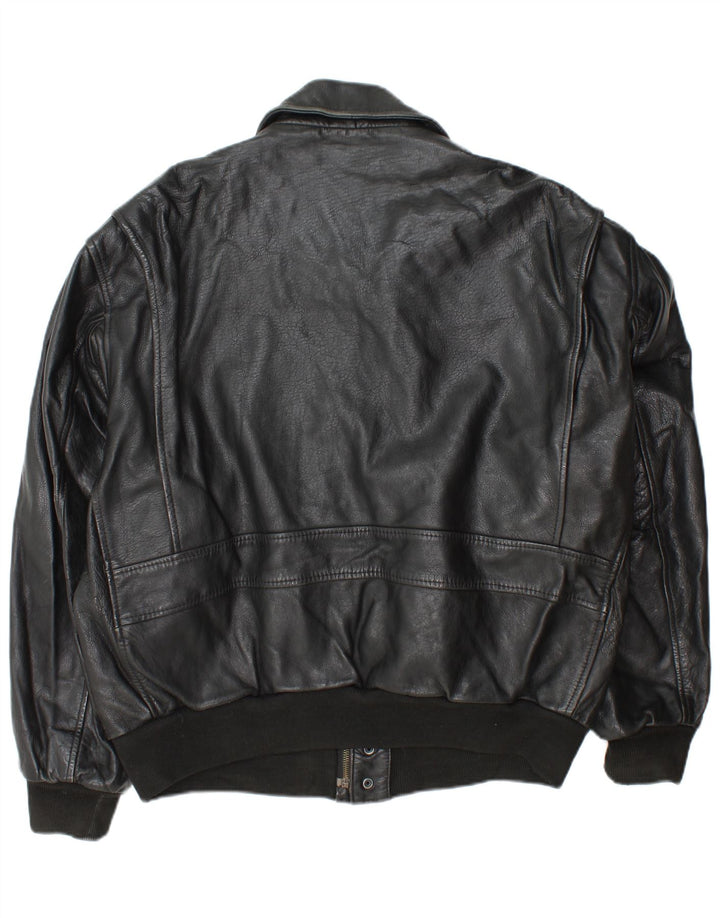 Vintage Herren Militärlederjacke UK 42 XL Schwarzes Leder