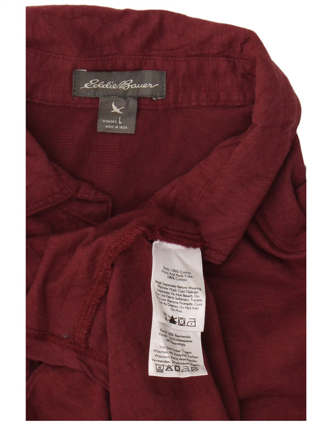 EDDIE BAUER Damen Hemd UK 16 Large Kastanienbraun Baumwolle