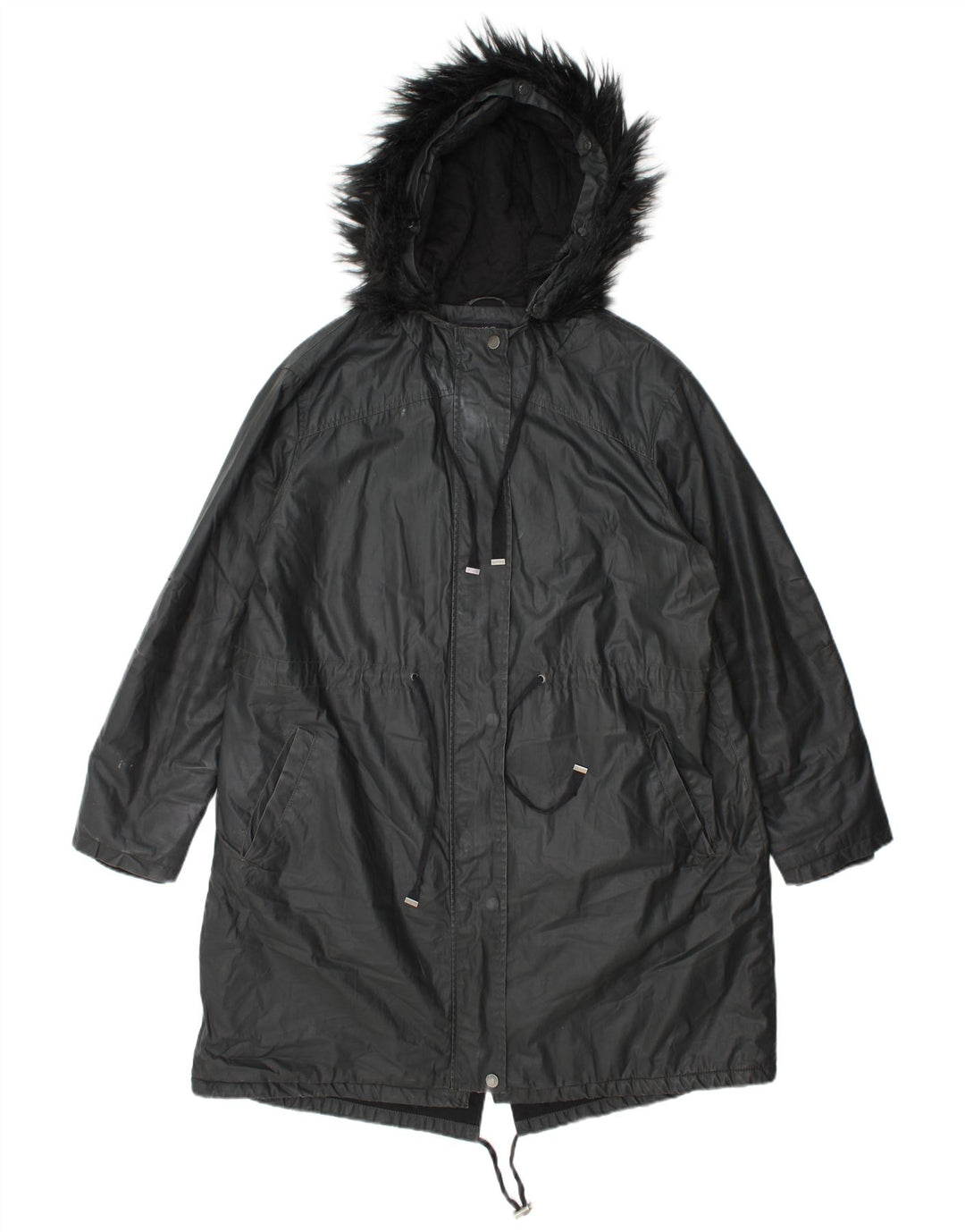 Marks & Spencer Damen Parka mit Kapuze, gewachst, Gr. 14, Grau