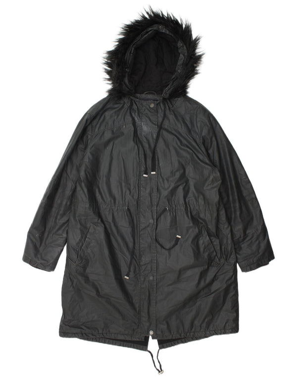 Marks & Spencer Damen Parka mit Kapuze, gewachst, Gr. 14, Grau