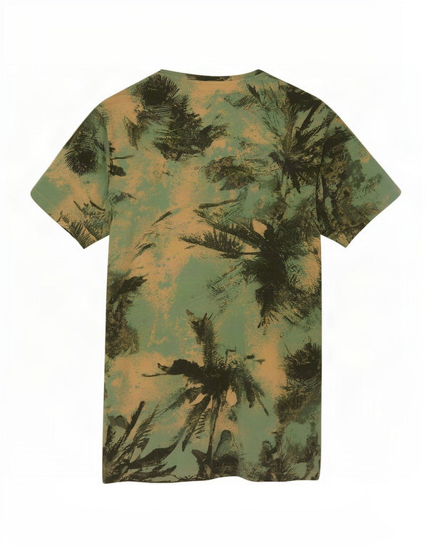 Benetton Herren T-Shirt Top Small Grün Hawaiianisch