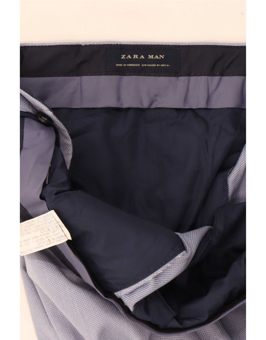Zara Herren Slim Anzughose EU 40 Mittel W31 L32 Blau Polyester