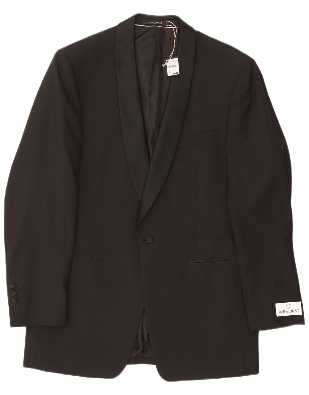 Wilvorst Herren-Blazer mit 1 Knopf, EU 50, große schwarze Wolle