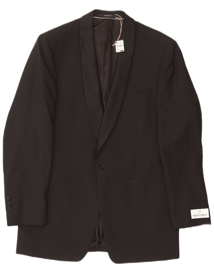 Wilvorst Herren-Blazer mit 1 Knopf, EU 50, große schwarze Wolle