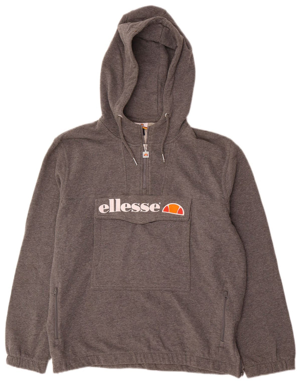Ellesse Womens Oversized Graphic Hoodie Pullover UK 12 Mittelgrau gefleckt
