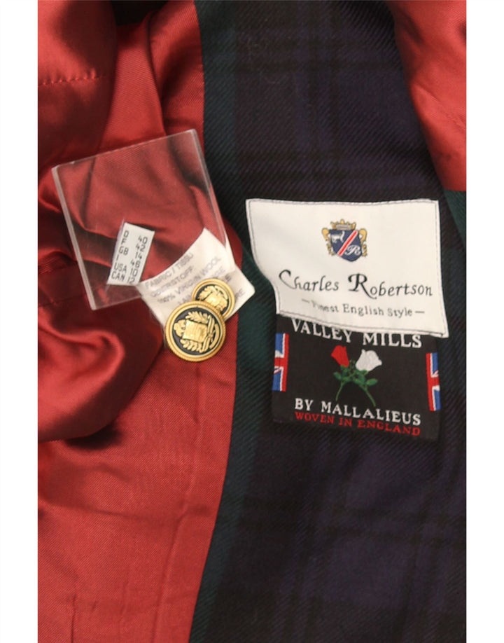 Charles Robertson Damen-Blazerjacke mit 3 Knöpfen, Gr. 14, groß, marineblau, kariert