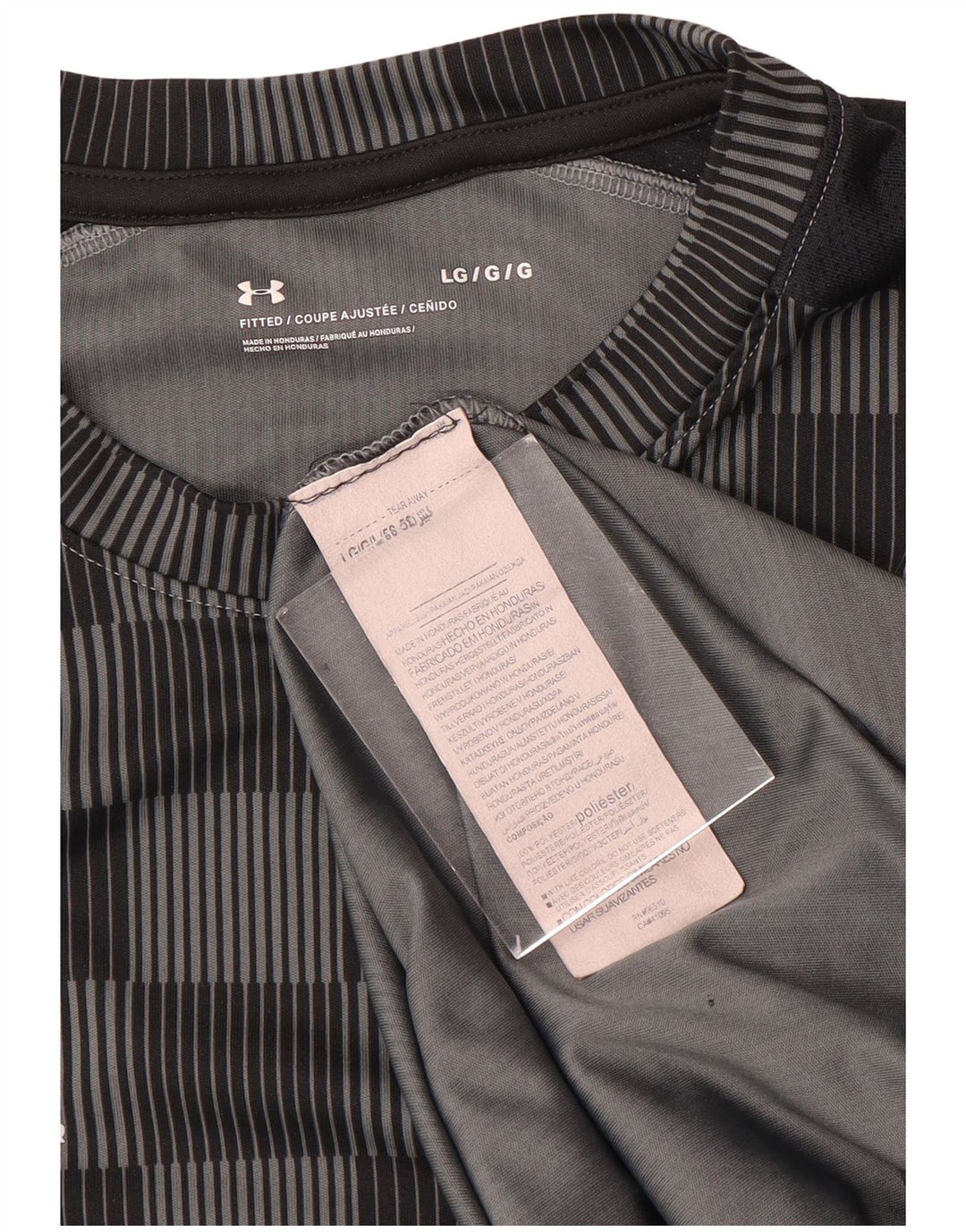 Under Armour Herren-T-Shirt-Oberteil, großes graues Gingham-Polyester