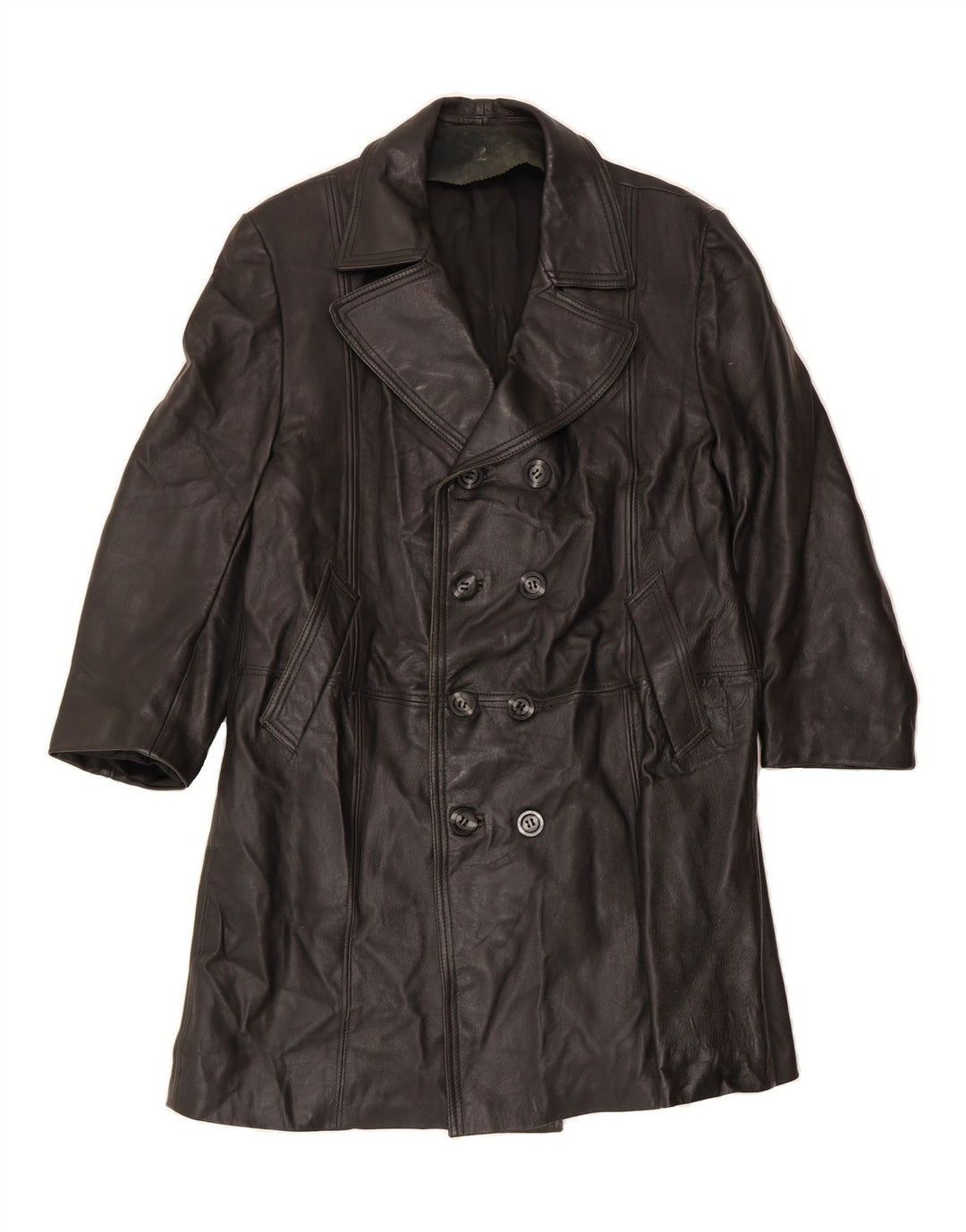 VINTAGE Mens Leather Coat UK 38 Medium Black Leather Vintage Vintage and Second-Hand Vintage from Messina Hembry 