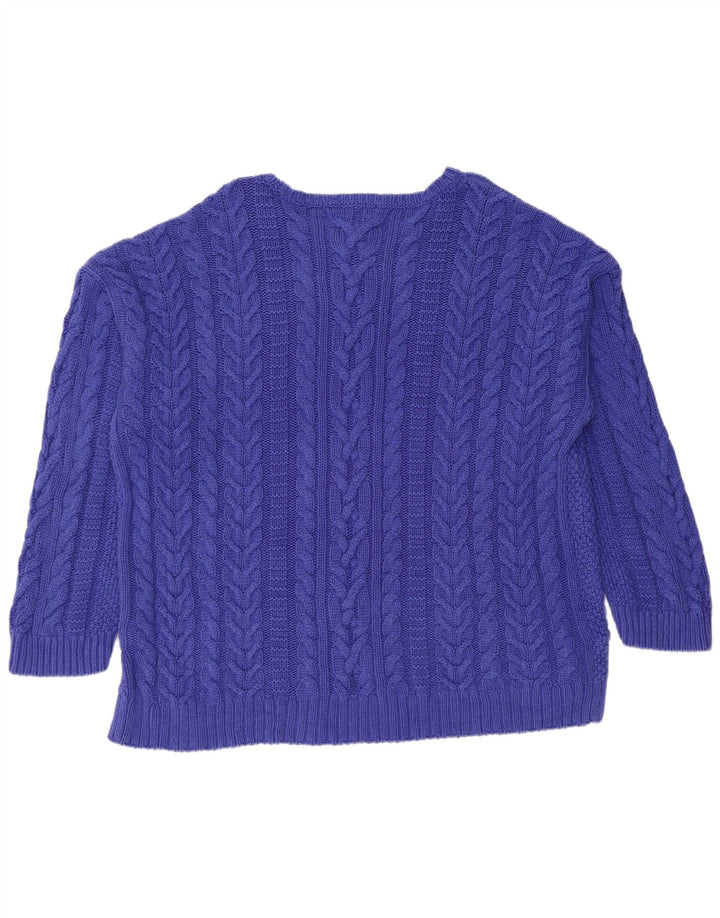 RALPH LAUREN Damen-Pullover mit U-Boot-Ausschnitt, UK 22 3XL, blaue Baumwolle