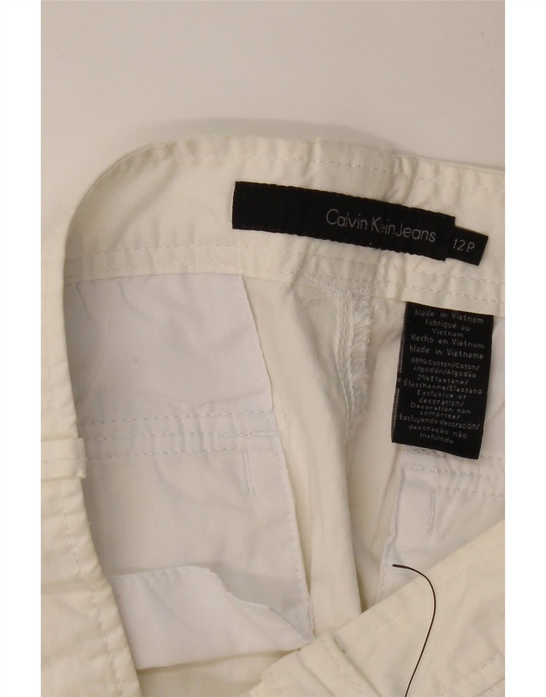 CALVIN KLEIN Damen Slim Capri-Hose US 12 Large W34 L19 Off White