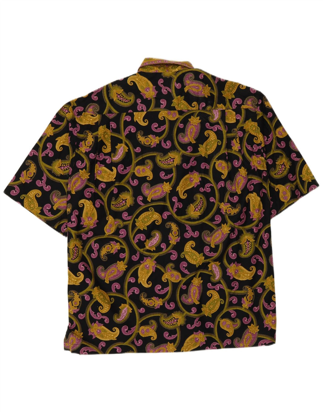 Vintage Herren Kurzarmhemd Mittelschwarz Paisley Baumwolle