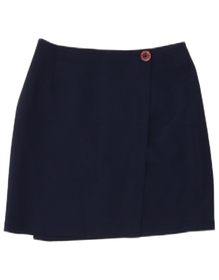 Vintage Damen Mini Wickelrock W26 Small Marineblau