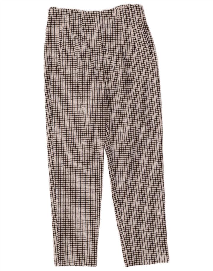 Zara Damen Tapered Chino-Hose, groß, W30, L27, weiß kariertes Polyester