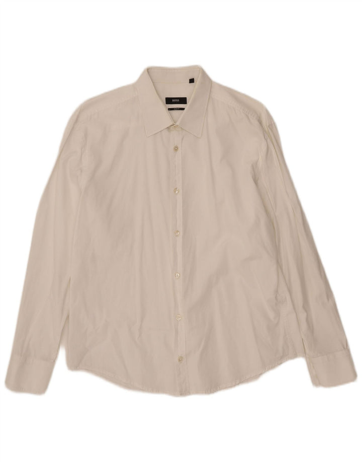 Hugo Boss Herren Slim-Fit-Hemd, Größe L, Weiß