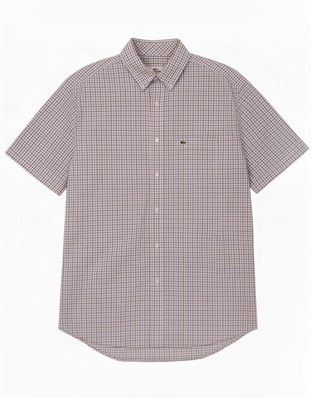 Lacoste Herren Kurzarmhemd mit normaler Passform, Größe 43, großes blaues Gingham