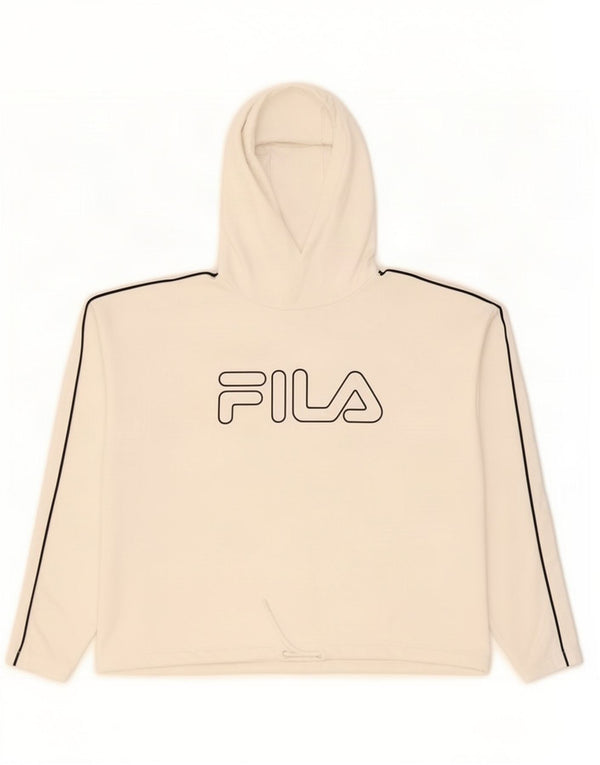 Fila Womens Graphic Oversized Hoodie Pullover UK 10 Small Weiß