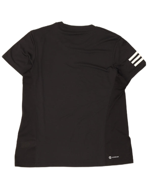 Adidas Damen Aeroready T-Shirt Top UK 16/18 Large Schwarz Polyester