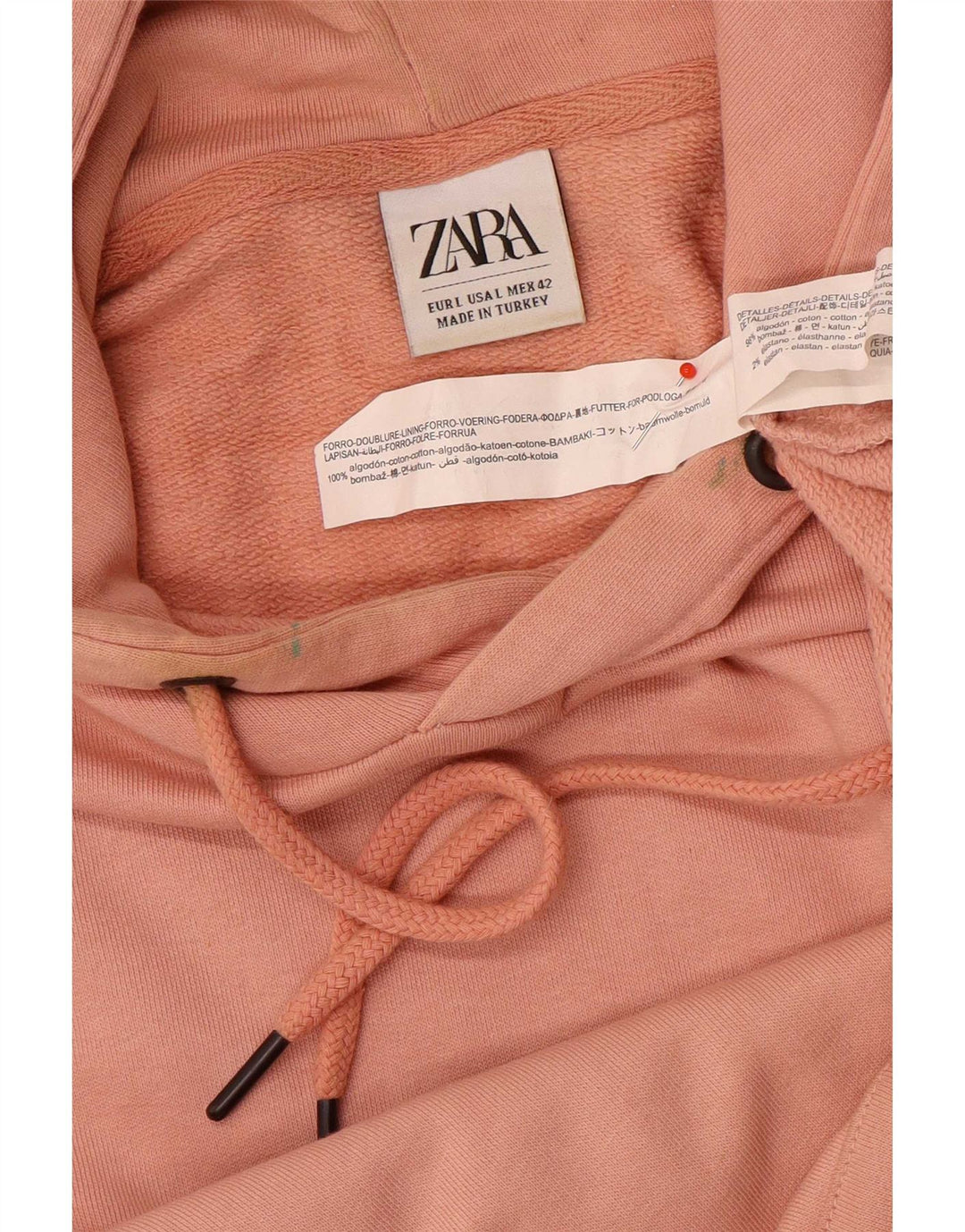 Zara Herren Kapuzenpullover, groß, rosa, Baumwolle