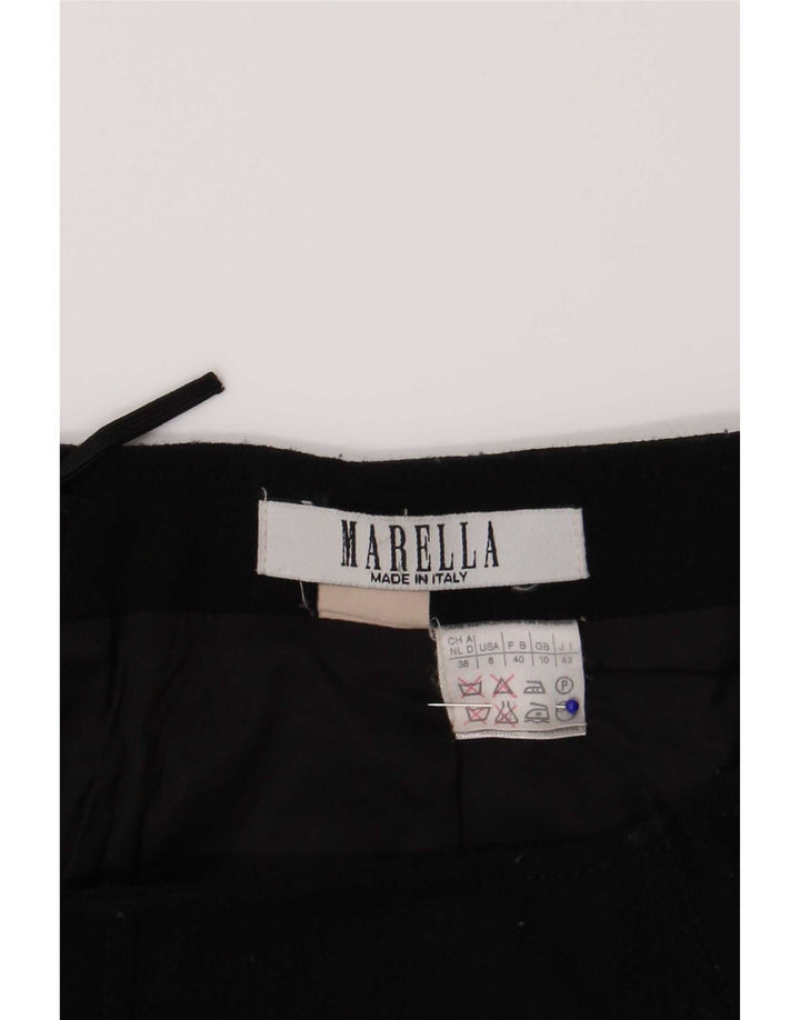 Marella Damen Minirock UK 10 Small W26 Schwarze Wolle