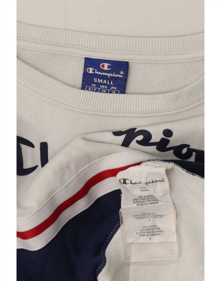 Champion Damen-Pullover, übergroßer Crop-Sweatshirt, Gr. 10, Größe S, Weiß
