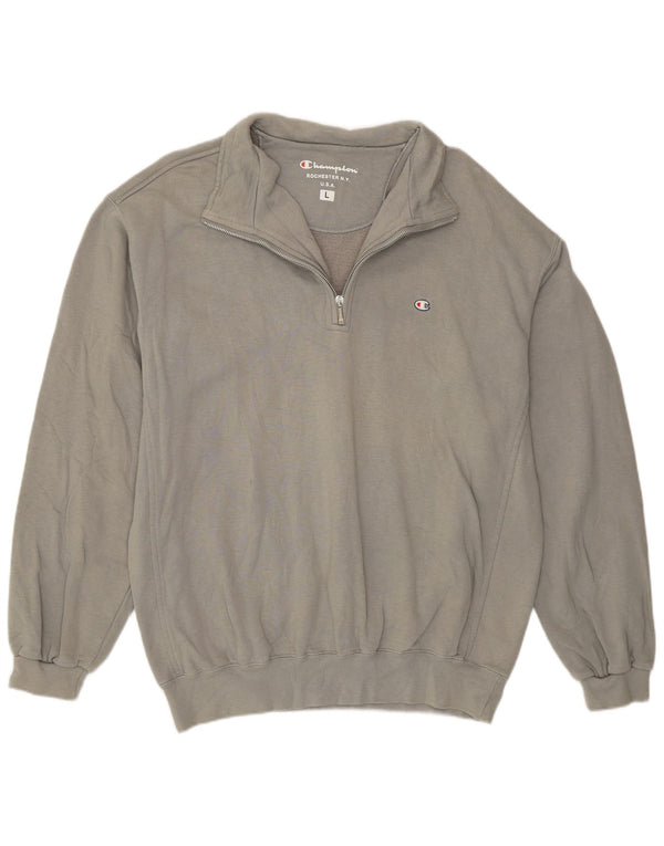 Champion Herren-Sweatshirt mit Reißverschluss am Hals, Größe L, Grau