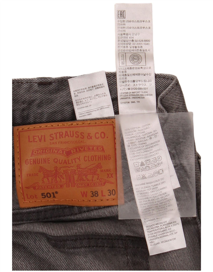 LEVI'S Herren 501 Straight Jeans W38 L30 Graue Baumwolle